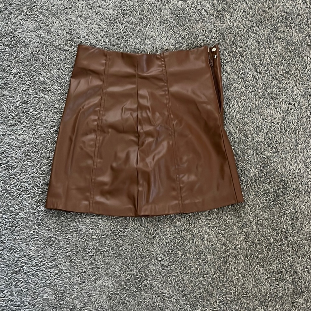 Zara brown leather skirt